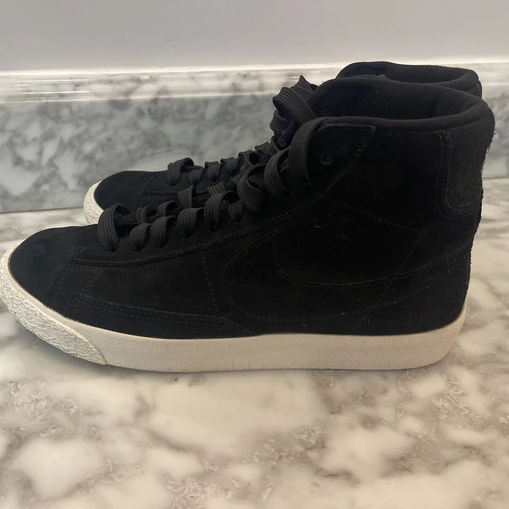 Nike Blazer Mid GS Suede Black White High Unisex Sz 6Y 895850-003 Retro 77